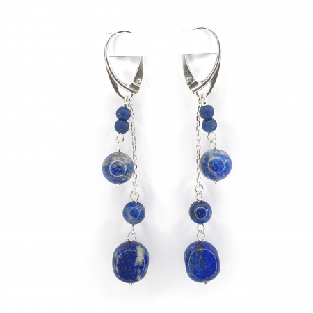 Bijuterii dupa piatra - Cercei tortite inchise Lapis Lazuli, argint