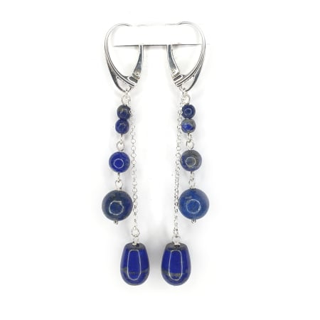 Bijuterii argint - Cercei Otilia, cu Lapis Lazuli, argint