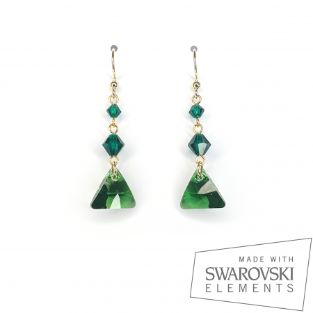 Cercei Swarovski - Cercei Triangle Francia, argint placat cu aur