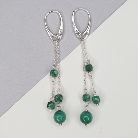 Cercei Crina, cu malachit Natural, argint [1]