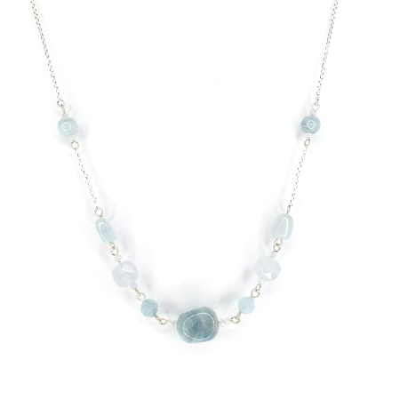 Bijuterii argint - Colier Daniela cu Acvamarin, argint