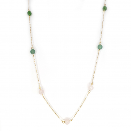 Aventurin - Colier Amalfi, argint placat cu aur