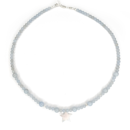 Bijuterii dupa piatra - Colier Choker Angelit natural, argint