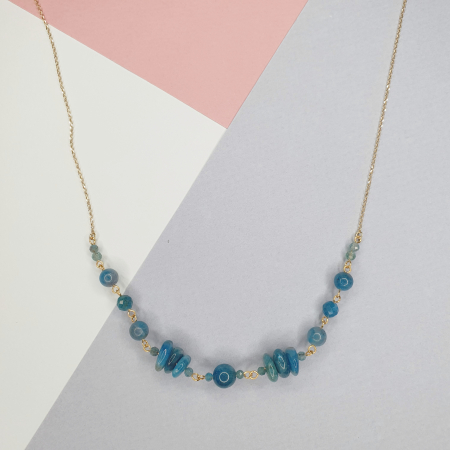 Fecioara - Colier Sorina cu Apatit, argint placat cu aur