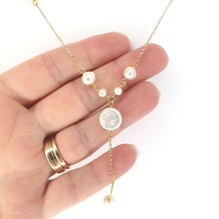 Colier Oana cu perle de cultura, argint placat cu aur [2]