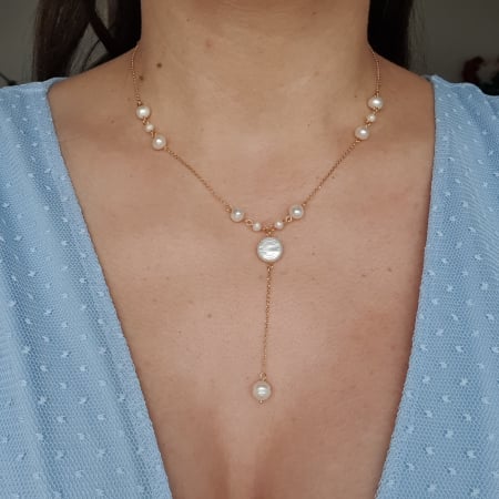 Rac - Colier Oana cu perle de cultura, argint placat cu aur
