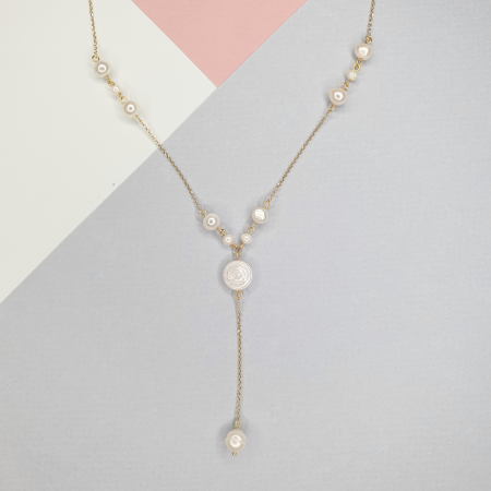 Colier Oana cu perle de cultura, argint placat cu aur [1]