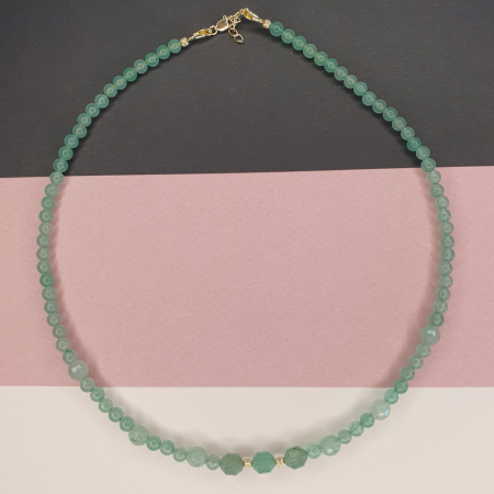Bijuterii argint - Colier Choker Aventurin, argint placat cu aur