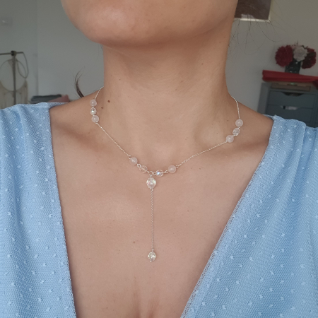 Bijuterii dupa piatra - Colier Pink Pearls, argint