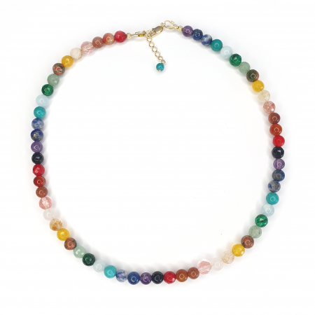 Bijuterii dupa zodie - Colier Choker Chakre, argint placat cu aur