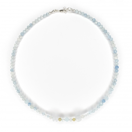 Bijuterii dupa piatra - Colier Choker Acvamarin, argint