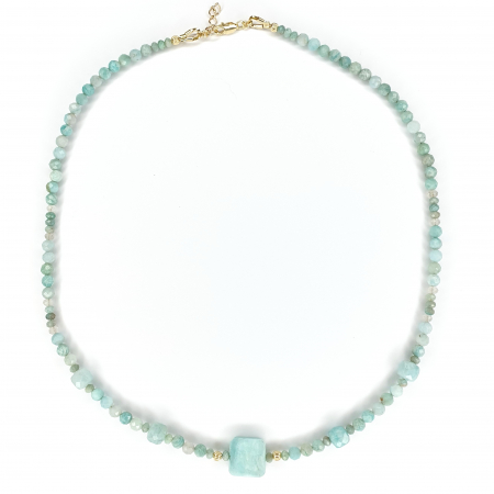 Bijuterii argint - Colier Choker Amazonit, argint placat cu aur