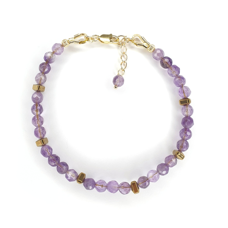 Bijuterii dupa piatra - Bratara Choker Ametist, argint placat cu aur