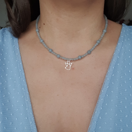 Bijuterii argint - Colier Choker Angelit natural, argint