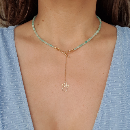 Bijuterii dupa piatra - Colier Choker Amazonit Alina, argint placat cu aur