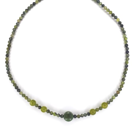 Bijuterii argint - Colier Choker Mera, cu Jad Canadian, argint placat cu aur