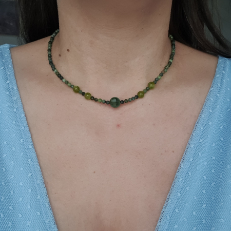 Colier Choker Mera, cu Jad Canadian, argint placat cu aur [2]