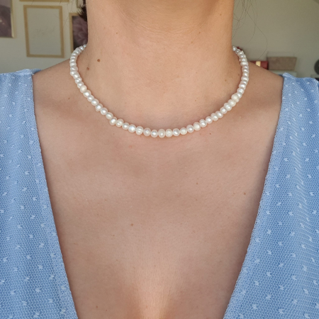 Bijuterii cu perle - Colier Choker Perle Imperfecte, nr 1, argint