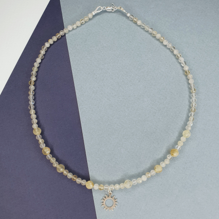 Bijuterii argint - Colier Choker Citrin, argint