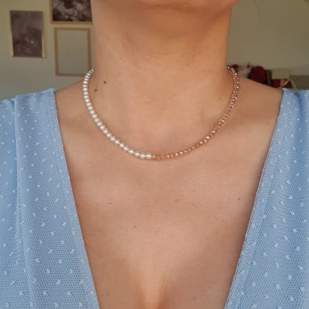 Colier Choker Perle Cristaline,  argint placat cu aur [1]