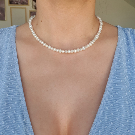 Bijuterii cu perle - Colier Choker Perle Imperfecte, nr 2, argint