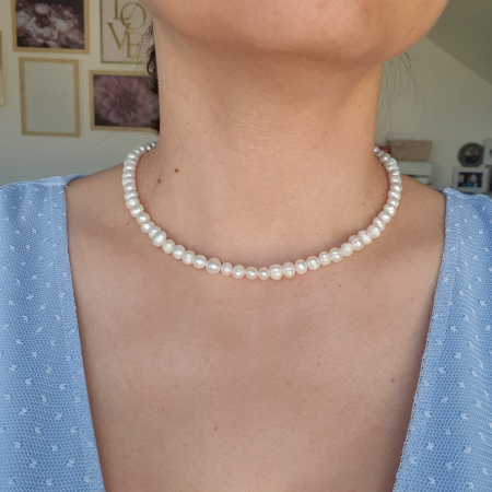Bijuterii cu perle - Colier Choker Perle Imperfecte, nr 3, argint
