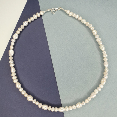 Bijuterii cu perle - Colier Choker Perle Imperfecte, nr 4, argint