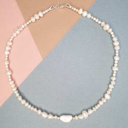 Bijuterii cu perle - Colier Choker Perle Imperfecte, nr 8, argint