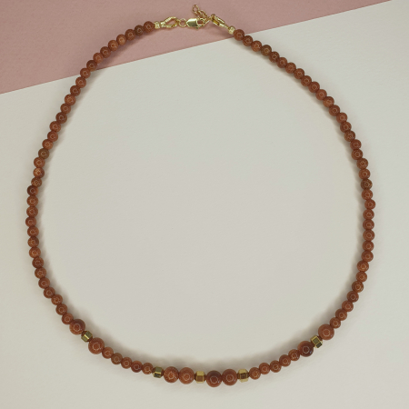 Bijuterii argint - Colier Choker Goldstone, argint placat cu aur