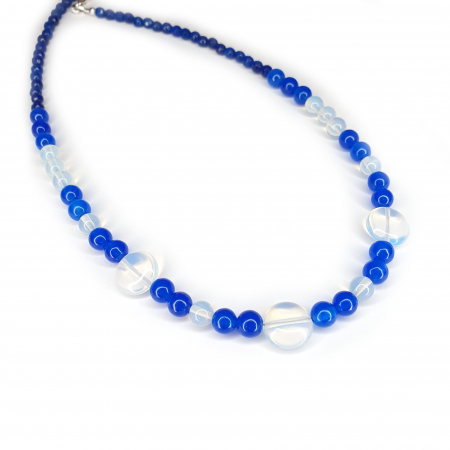 Bijuterii argint - Colier Choker Opalit si Jad, argint