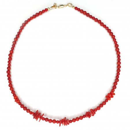 Bijuterii argint - Colier Choker Coral, argint placat cu aur