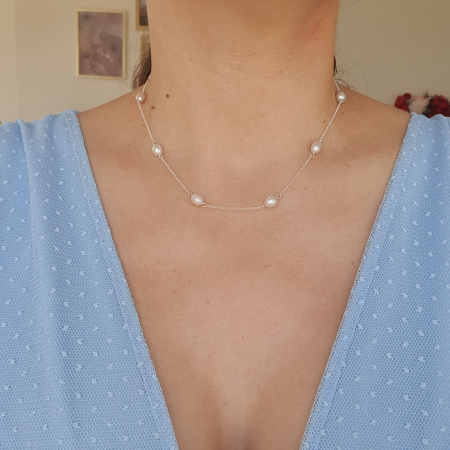 Bijuterii cu perle - Colier cu perle Amy, argint