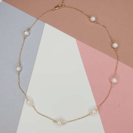 Scorpion - Colier cu perle Ana, argint placat cu aur