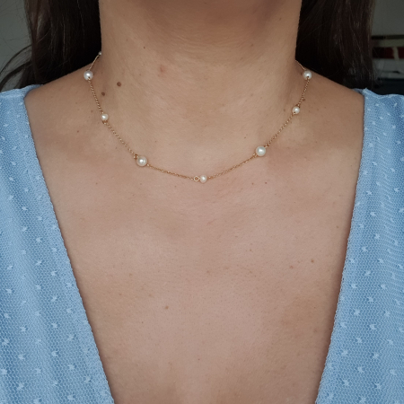 Colier Aurelia cu perle de cultura, argint placat cu aur [1]