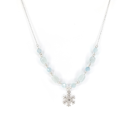 Bijuterii argint - Colier Fulg de nea cu Acvamarin, argint