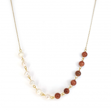 Bijuterii argint - Colier Goldstone Pearls, argint placat cu aur