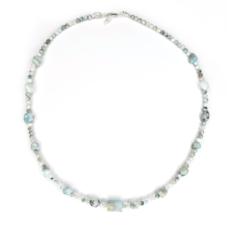 Bijuterii dupa piatra - Colier Choker Larimar, argint