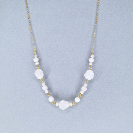 Bijuterii argint - Colier Marena cu Piatra lunii, argint placat cu aur