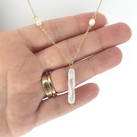 Colier Florina cu perle de cultura, argint placat cu aur [1]