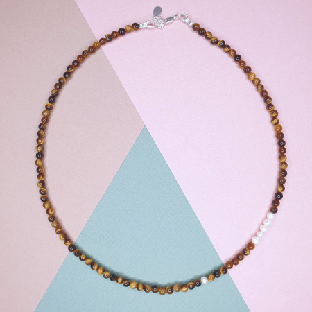 Bijuterii dupa piatra - Colier Choker Ochi de tigru, argint