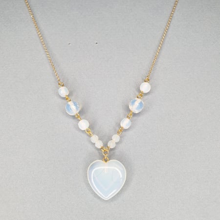 Bijuterii argint - Colier Opalit Heart, argint placat cu aur