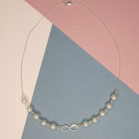 Bijuterii cu perle - Colier perle Infinity, argint