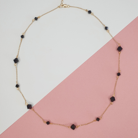 Coliere - Colier Black Triangle, argint placat cu aur