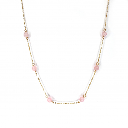 Jad - Colier Rare Pink Jade, argint placat cu aur