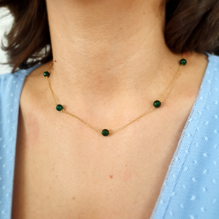 Jad - Colier Rare Green Jade, argint placat cu aur
