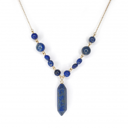 Lapis lazuli - Colier lapis lazuli Marta, argint placat cu aur