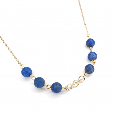 Colier Rare Lapis Lazuli, argint placat cu aur
