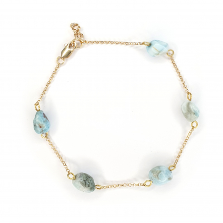 Bijuterii argint - Bratara Rare Larimar, argint placat cu aur