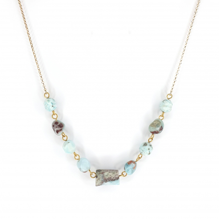 Bijuterii argint - Colier Larimar, argint placat cu aur