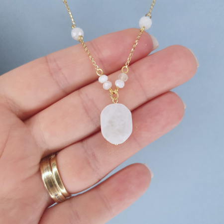 Colier Leona cu Piatra lunii, argint placat cu aur [1]